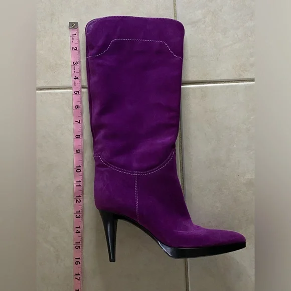 Sergio Rossi Purple Suede Leather Boots Size 37 - Picture 8 of 13